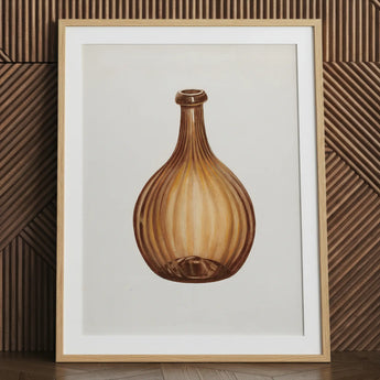 Amber Bottle - Anna Aloisi, estampe d’art de verrerie des années 1930 / Toile, 24x32’’ / 61x81cm / Cadre naturel / Passe-partout, Affiches, estampes et visuel