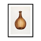 Amber Bottle - Anna Aloisi 1930s Glassware Art Print, Brown Ribbed Glass Bottle Narrow Neck