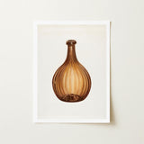 Amber Bottle - Anna Aloisi 1930s Glassware Art Print / Canvas Framed Watercolor Illustration Ribbed Glass Dark Aloisi’s, Prints