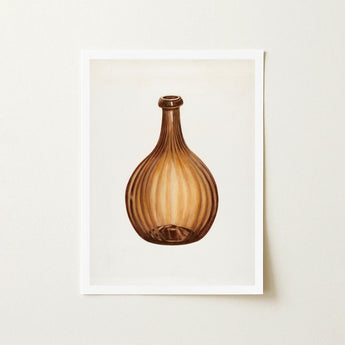 Amber Bottle - Anna Aloisi 1930s Glassware Art Print / Canvas Framed Watercolor Illustration Ribbed Glass Dark Aloisi’s, Prints