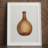 Amber Bottle - Anna Aloisi 1930s Glassware Art Print / Canvas Framed Artwork Brown Ribbed Glass Slender Neck Aloisi’s, Prints