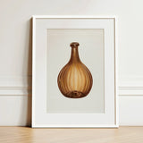 Amber Bottle - Anna Aloisi 1930s Glassware Art Print / Canvas Framed Illustration Brown Ribbed Glass Slender Neck Aloisi’s, Prints