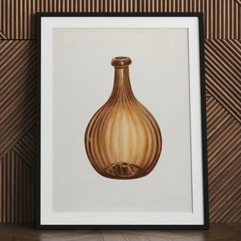 Amber Bottle - Anna Aloisi 1930s Glassware Art Print / Canvas Framed Watercolor Illustration Translucent Glass Vertical Aloisi’s, Prints