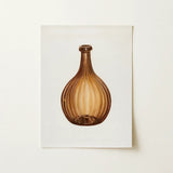 Amber Bottle - Anna Aloisi 1930s Glassware Art Print / Canvas Watercolor Illustration Brown Ribbed Glass Slender Neck Aloisi’s, Prints