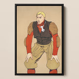 American Football Player - Edward Penfield Art Print / Canvas, 12x18’’ / 31x46cm / Black Frame, Posters Prints & Visual Artwork, Toby Leon