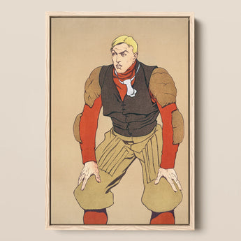 American Football Player - Edward Penfield Art Print / Canvas, 12x18’’ / 31x46cm / Natural Frame, Posters Prints & Visual Artwork, Toby Leon
