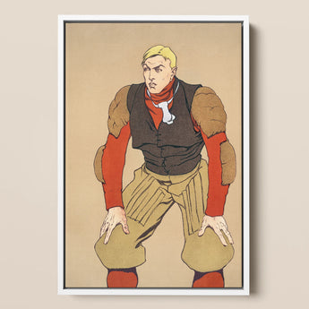 American Football Player - Edward Penfield Art Print / Canvas, 12x18’’ / 31x46cm / White Frame, Posters Prints & Visual Artwork, Toby Leon