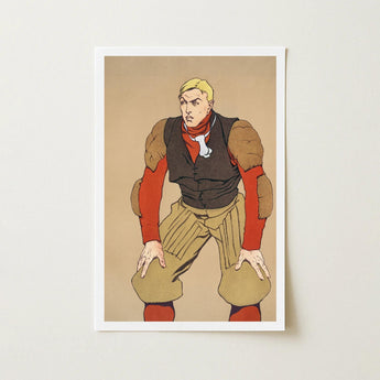American Football Player - Edward Penfield Art Print / Canvas, Penfield’s, Olive-khaki Padded Trousers, Remade Poster, Prints