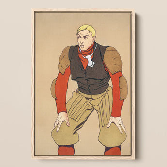 American Football Player - Edward Penfield Art Print / Canvas Framed Illustration Muscular Vintage Gear Bold, Penfield’s, Olive-khaki