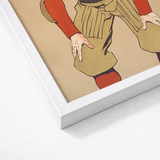 Framed Art Print Stylized Illustration Person Red Sleeves American Football Player, Edward Penfield’s, Olive-khaki Padded Trousers, Remade