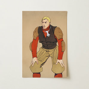 American Football Player - Edward Penfield Art Print / Canvas, American Football Player, American Football, Football Player, Edward