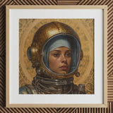Amira - Lesbian Muslim Astronaut Art Print / Canvas, 12x12’’ / 31x31cm / Natural Frame / Matboard, Posters Prints & Visual Artwork, Toby