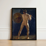 Black-framed Canvas Print Classical Painting Nude Muscular Warrior French School, Nineteenth-century Academic, Figure Type, Half, Turned,