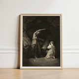 An Incantation - John Dixon Art Print / Canvas Framed Black-and-white Dramatic Classical Scene Encased Light, Chalked Circumference