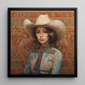 Anahita - Arabic Lesbian Cowgirl Art Print / Canvas, 12x12’’ / 31x31cm / Black Frame, Posters Prints & Visual Artwork, Toby Leon