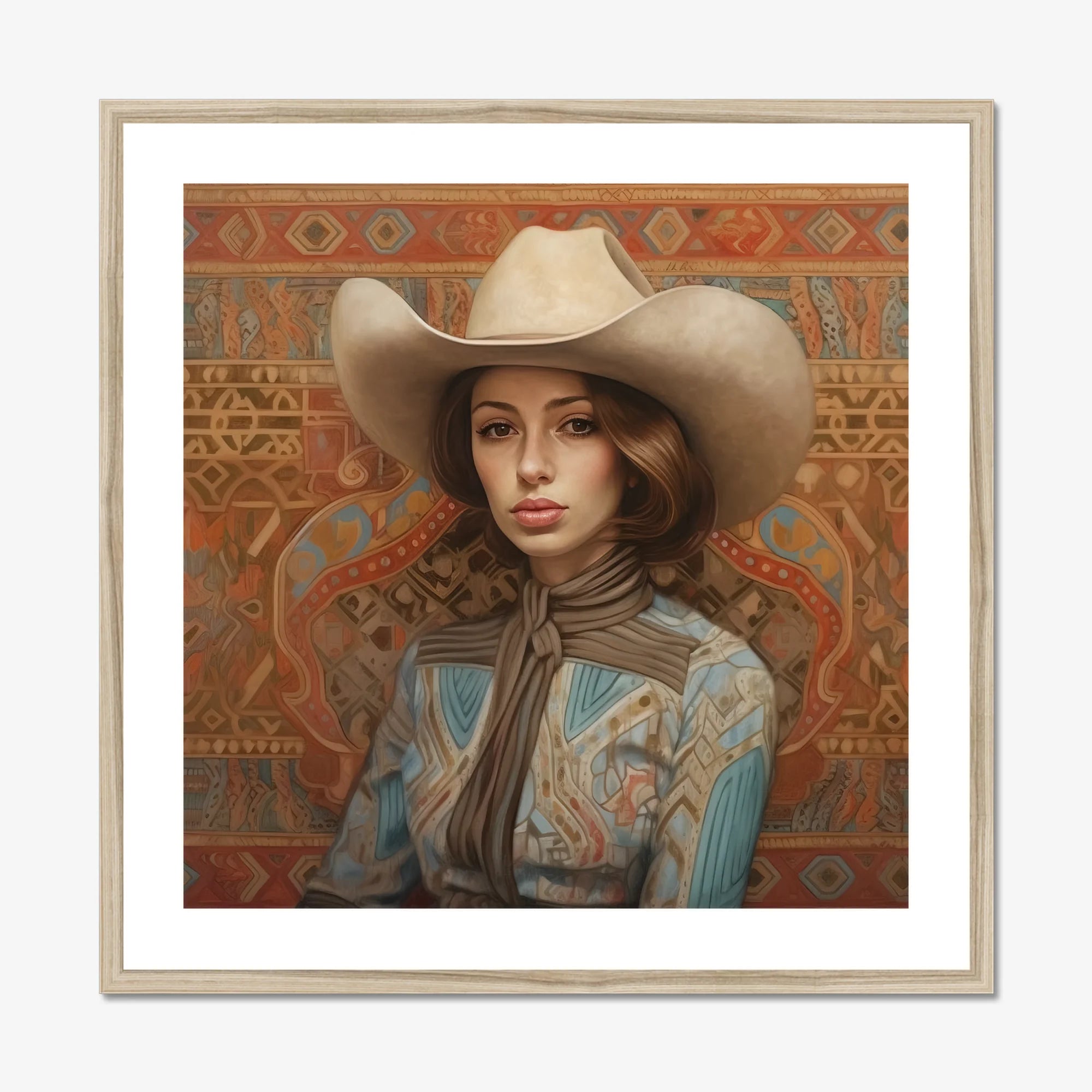 Anahita - Arabic Lesbian Cowgirl Art Print, Framed Portrait Woman Cowboy Hat