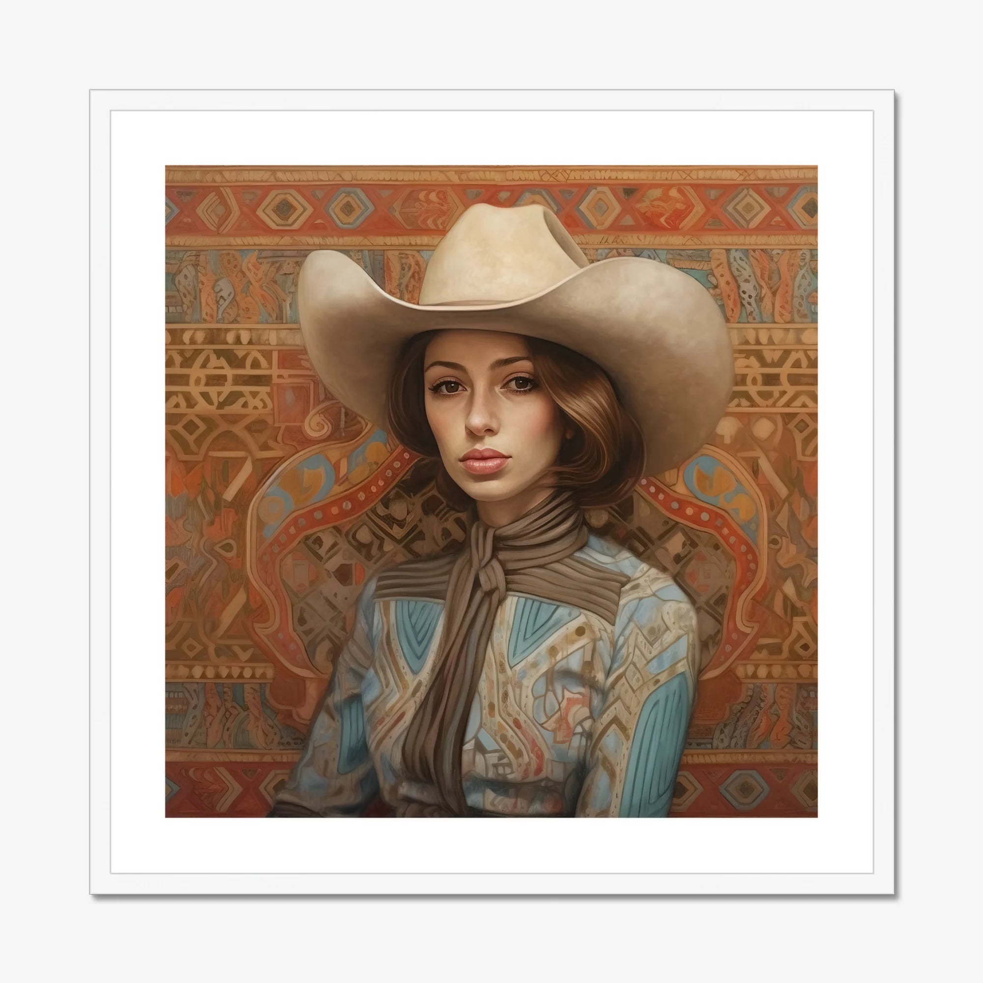 Anahita - Arabic Lesbian Cowgirl Art Print, Cowgirl Portrait Ornate Frame