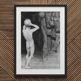 The Anarchist - Sascha Schneider Art Print / Canvas Black-framed White-matted Charcoal Nude Male Figure Sphere Head Sneider, Schneider’s,