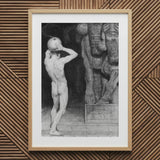 The Anarchist - Sascha Schneider Art Print / Canvas Framed Black-and-white Sketch Nude Male Figure Sphere Head Sneider, Schneider’s, Prints