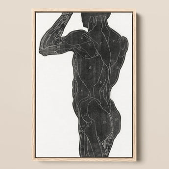 Anatomical Study of a Man’s Back and Butt Muscles - Reijer Stolk Art Print / Canvas, 12x18’’ / 31x46cm / Natural Frame, Posters Prints &