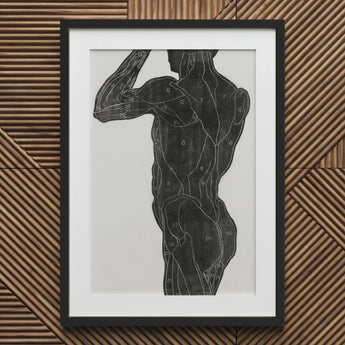 Anatomical Study of a Man’s Back and Butt Muscles - Reijer Stolk Art Print / Canvas Black-framed Muscle Diagram White Line Numbered, Turns,
