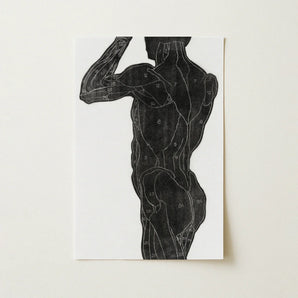 Anatomical Study of a Man’s Back and Butt Muscles - Reijer Stolk Art Print / Canvas Black Muscle Diagram White Paper, Turns, Posterior