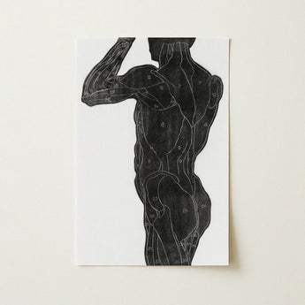 Anatomical Study of a Man’s Back and Butt Muscles - Reijer Stolk Art Print / Canvas Black Muscle Diagram White Paper, Turns, Posterior