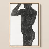 Anatomical Study of a Man’s Back and Butt Muscles - Reijer Stolk Art Print / Canvas Black White Muscle Diagram Light Wood, Turns, Posterior