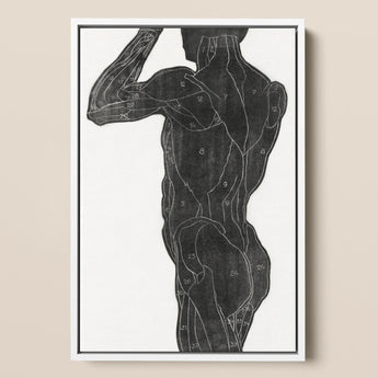 Anatomical Study of a Man’s Back and Butt Muscles - Reijer Stolk Art Print / Canvas Black White Muscle Diagram Poster Sleek Frame, Turns,