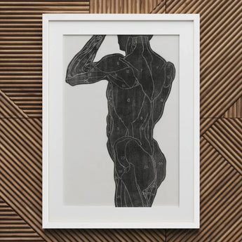 Anatomical Study of a Man’s Back and Butt Muscles - Reijer Stolk Art Print / Canvas Framed Illustration Human Muscular Black White
