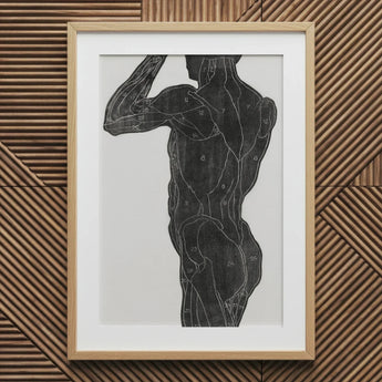 Anatomical Study of a Man’s Back and Butt Muscles - Reijer Stolk Art Print / Canvas Framed Illustration Human Muscular Rendered Black Ink,
