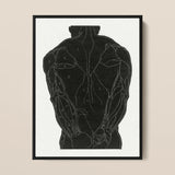 Anatomical Study of a Man’s Back Muscles - Reijer Stolk Art Print / Canvas Black-framed Poster Human Labeled Muscle Groups White, Figure