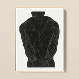 Anatomical Study of a Man’s Back Muscles - Reijer Stolk Art Print / Canvas Black Muscle Diagram Poster Light Wood Frame, Figure Stands