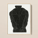 Anatomical Study of a Man’s Back Muscles - Reijer Stolk Art Print / Canvas Black Muscle Diagram Poster Light Wood Frame, Figure Stands