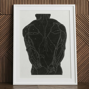 Anatomical Study of a Man’s Back Muscles - Reijer Stolk Art Print / Canvas Black Muscle Diagram Poster White Frame, Figure Stands Square,