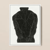 Anatomical Study of a Man’s Back Muscles - Reijer Stolk Art Print / Canvas Black Muscle Diagram Poster White Line Framed, Figure Stands