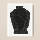 Anatomical Study of a Man’s Back Muscles - Reijer Stolk Art Print / Canvas Black Muscle Diagram Poster White Line Framed, Figure Stands