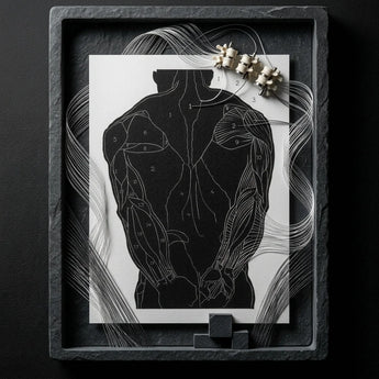 Anatomical Study of a Man’s Back Muscles - Reijer Stolk Art Print / Canvas Black White Illustration Human Muscular Framed Dark, Figure