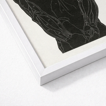 Black Anatomical Illustration Print Sleek White Frame Reijer Stolk, Study, Figure Stands Square, Art, Muscles Presents, Posterior Torso,