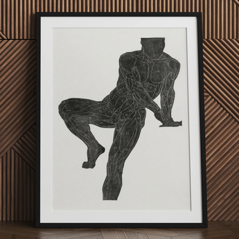 Anatomical Study of a Man’s Chest Stomach and Leg Muscles - Reijer Stolk Art Print / Canvas, 24x32’’ / 61x81cm / Black Frame / Matboard,