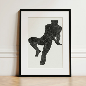Anatomical Study of a Man’s Chest Stomach and Leg Muscles - Reijer Stolk Art Print / Canvas Black-framed Detailed Illustration Muscular