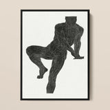 Anatomical Study of a Man’s Chest Stomach and Leg Muscles - Reijer Stolk Art Print / Canvas Black-framed Illustration Muscular Male Figure