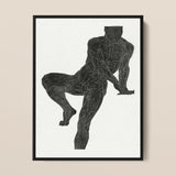 Anatomical Study of a Man’s Chest Stomach and Leg Muscles - Reijer Stolk Art Print / Canvas Black-framed Illustration Muscular Male Figure