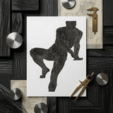 Anatomical Study of a Man’s Chest Stomach and Leg Muscles - Reijer Stolk Art Print / Canvas Black Ink Illustration Muscular Male Figure,