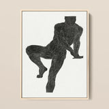 Anatomical Study of a Man’s Chest Stomach and Leg Muscles - Reijer Stolk Art Print / Canvas Black Muscle Diagram Poster Light Wood Frame,