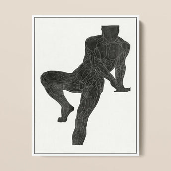 Anatomical Study of a Man’s Chest Stomach and Leg Muscles - Reijer Stolk Art Print / Canvas Black Muscle Diagram White Background Framed,