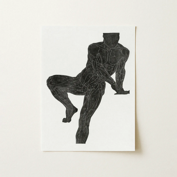 Anatomical Study of a Man’s Chest Stomach and Leg Muscles - Reijer Stolk Art Print / Canvas Black Muscle Diagram White Paper, Breaks,