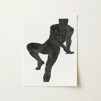Anatomical Study of a Man’s Chest Stomach and Leg Muscles - Reijer Stolk Art Print / Canvas Black Muscle Diagram White Paper, Breaks,