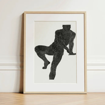 Anatomical Study of a Man’s Chest Stomach and Leg Muscles - Reijer Stolk Art Print / Canvas Minimalist Black-and-white Illustration