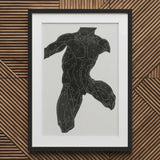 Anatomical Study of a Man’s Muscles - Reijer Stolk Art Print / Canvas Black Muscle Diagram Frame White, Strips, Jet-black Silhouette Torso,